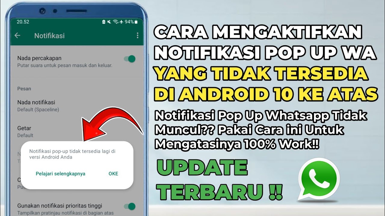 notifikasi pop up tidak tersedia lagi di versi Android Anda