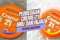 perbedaan creme 21 biru dan hijau